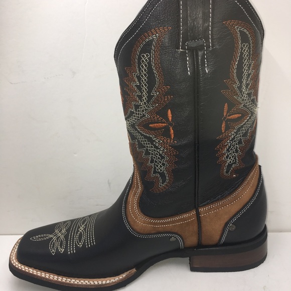 Womens Cowgirl Black Rodeo Boots Square Toe Boots 100% Leather Hand made 940 - Picture 6 of 6